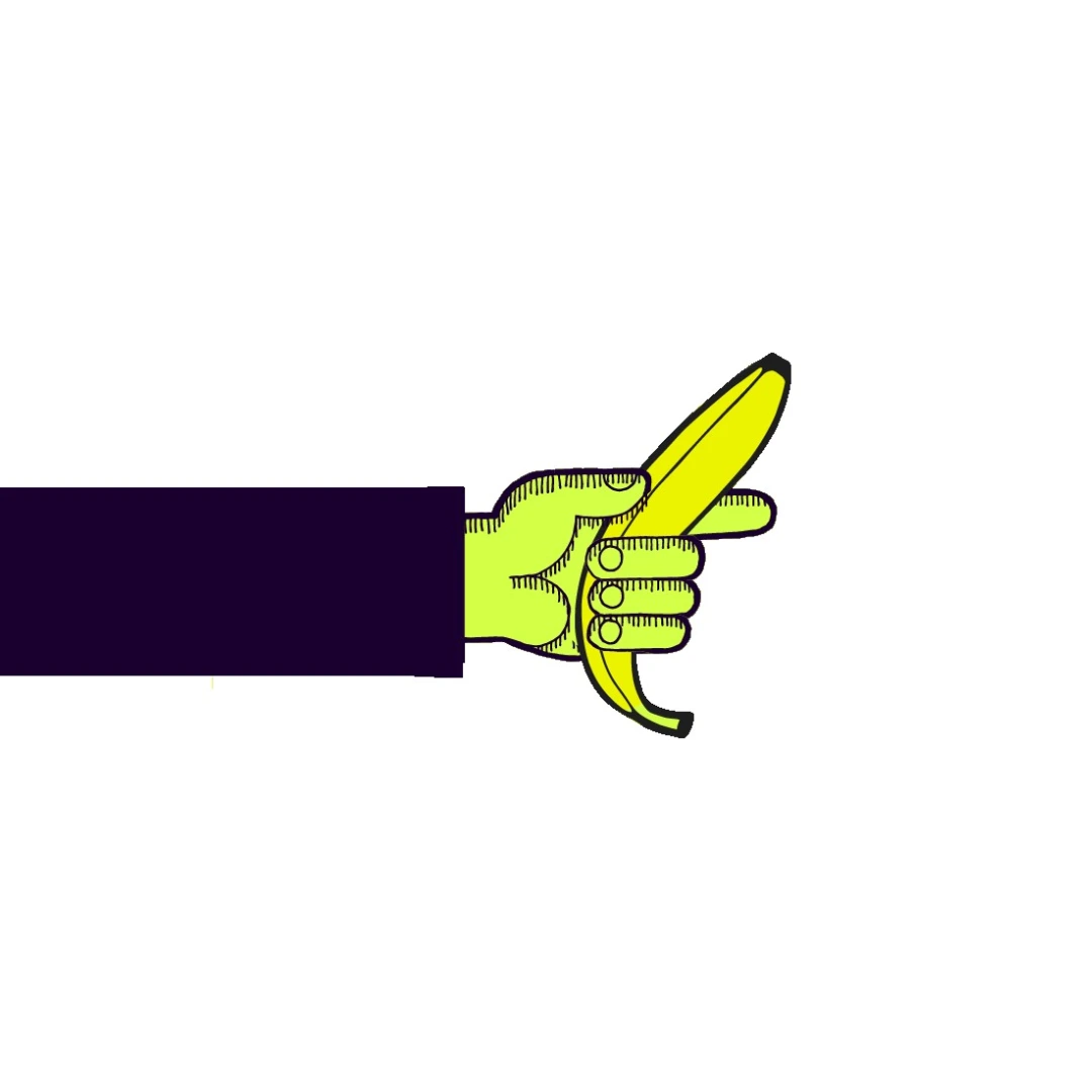 Illustration som föreställer en hand som håller i en banan